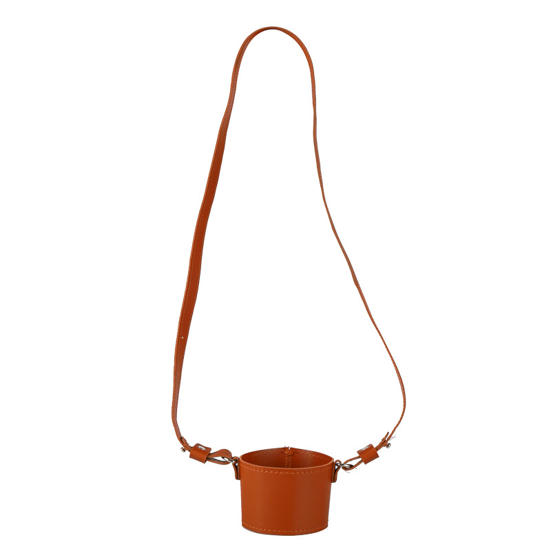 Husă PU pentru pahar cu curea crossbody, acoperire din piele pentru ceai cu lapte și cafea, portabil