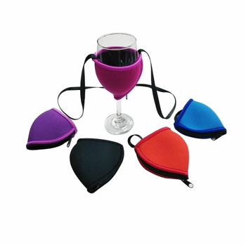 Husă din neopren pentru pahar de vin, cu fermoar și șnur, pentru pahare înalte