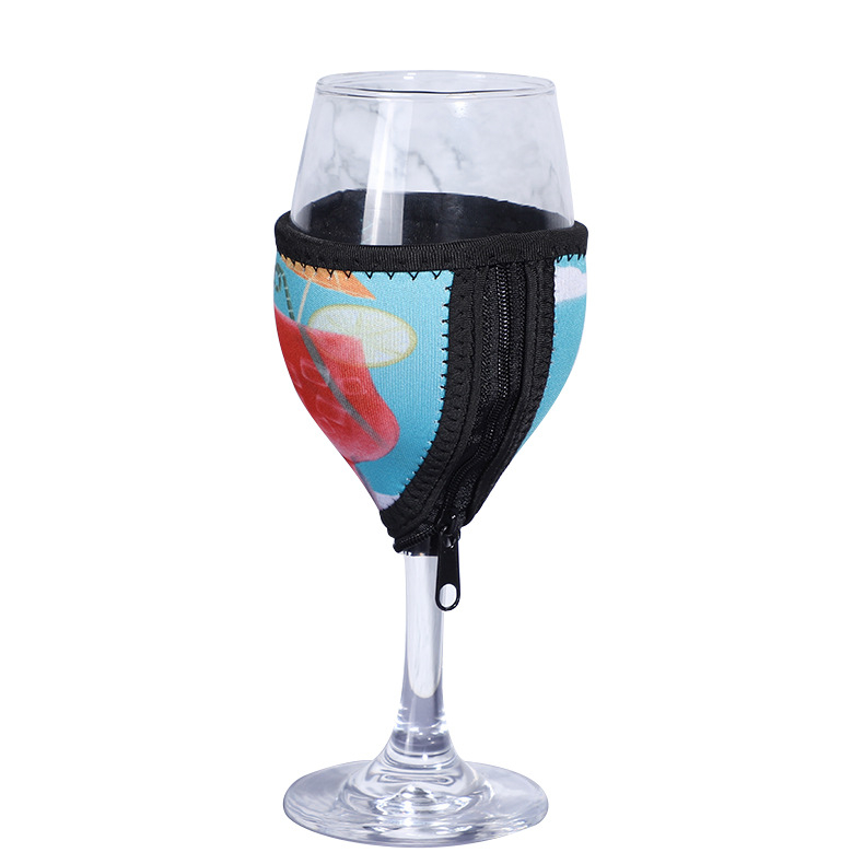 Husă din neopren pentru pahar de vin, cu fermoar și șnur, pentru pahare înalte