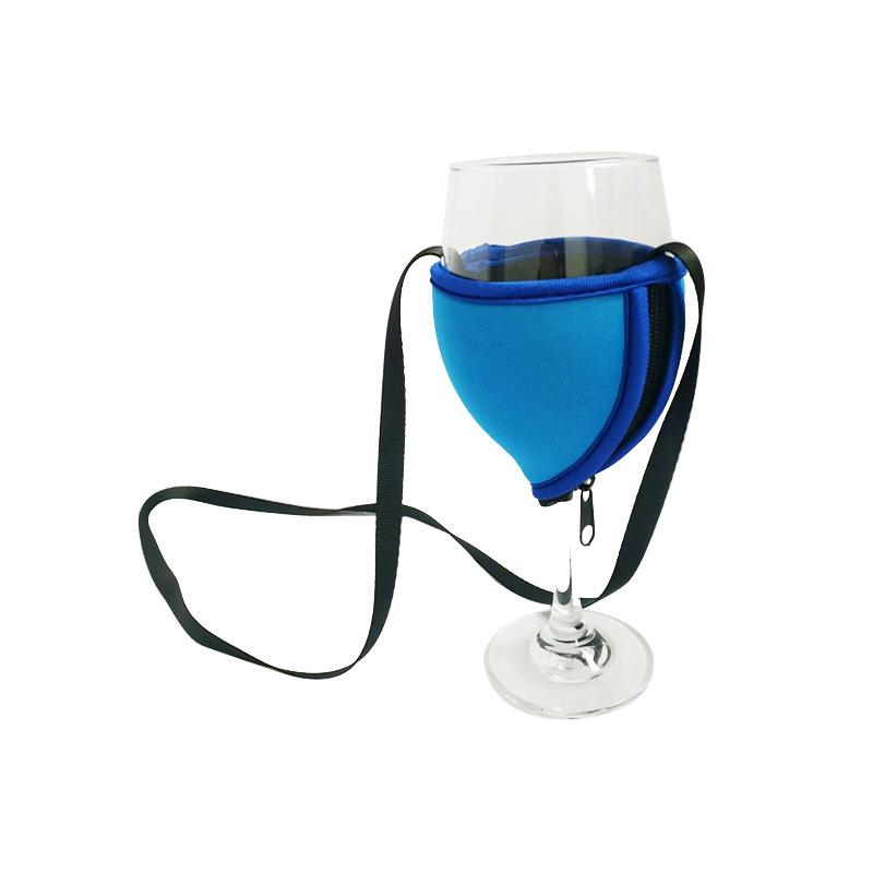 Husă din neopren pentru pahar de vin, cu fermoar și șnur, pentru pahare înalte