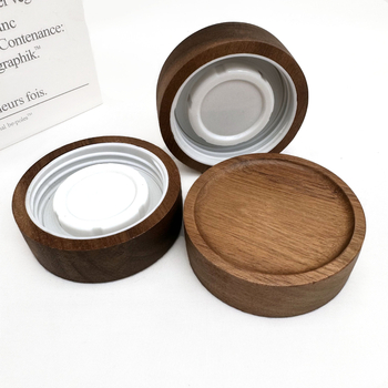 Recipient pentru ceai din lemn de acacia, cu corp din sticlă și capac filetant, diametru 80 mm