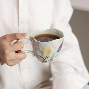 Cană de cafea din ceramică pictată manual, cu lalea, stil coreean