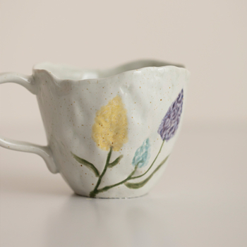 Cană de cafea din ceramică pictată manual, cu lalea, stil coreean