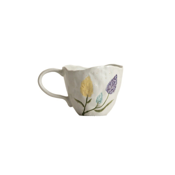 Cană de cafea din ceramică pictată manual, cu lalea, stil coreean
