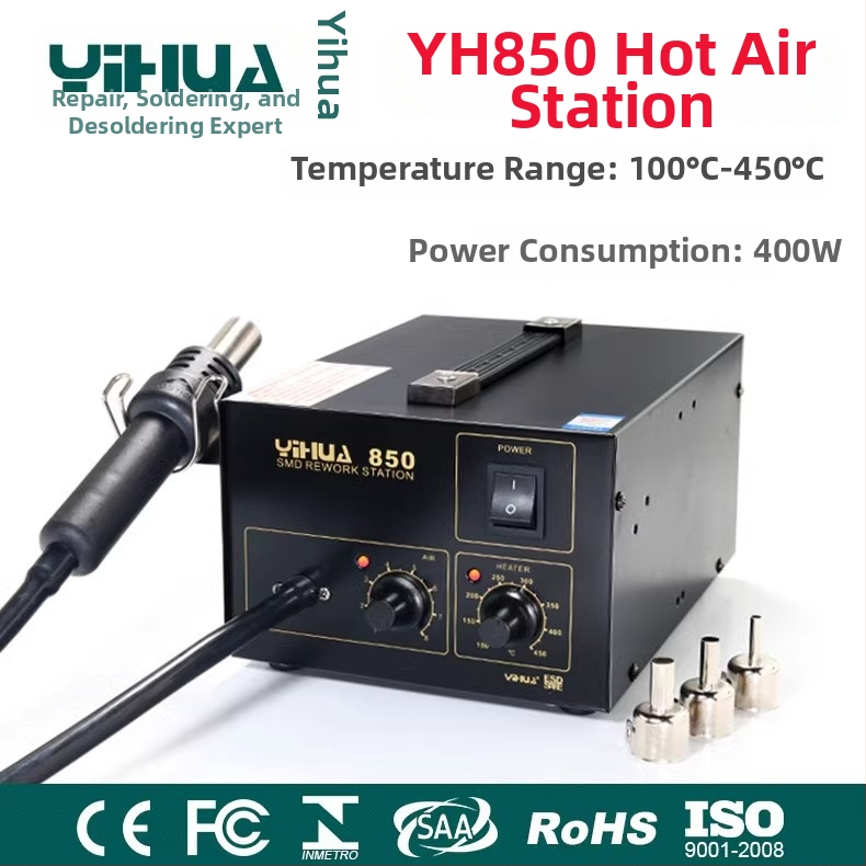 Yihua YH850 stanica na opravy s horúcim vzduchom, elektrostatický spájkovač YH936, regulácia teploty 937, konštantná teplota 939D, elektrické odsávanie cínu 948