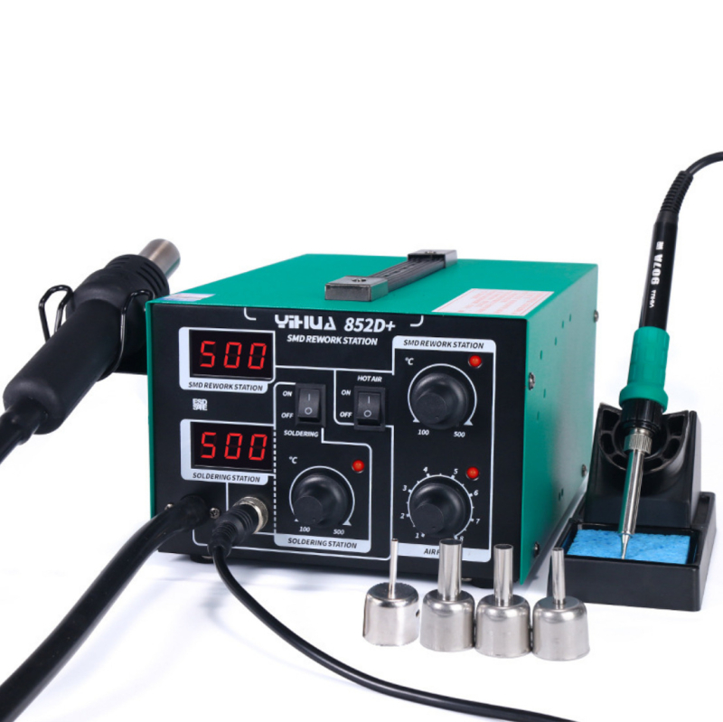 Stație de rework cu aer cald Yihua YH850 cu fier de lipit electrostatic YH936, reglare temperatură 937, temperatură constantă 939D, pompă electrică de desoldering 948