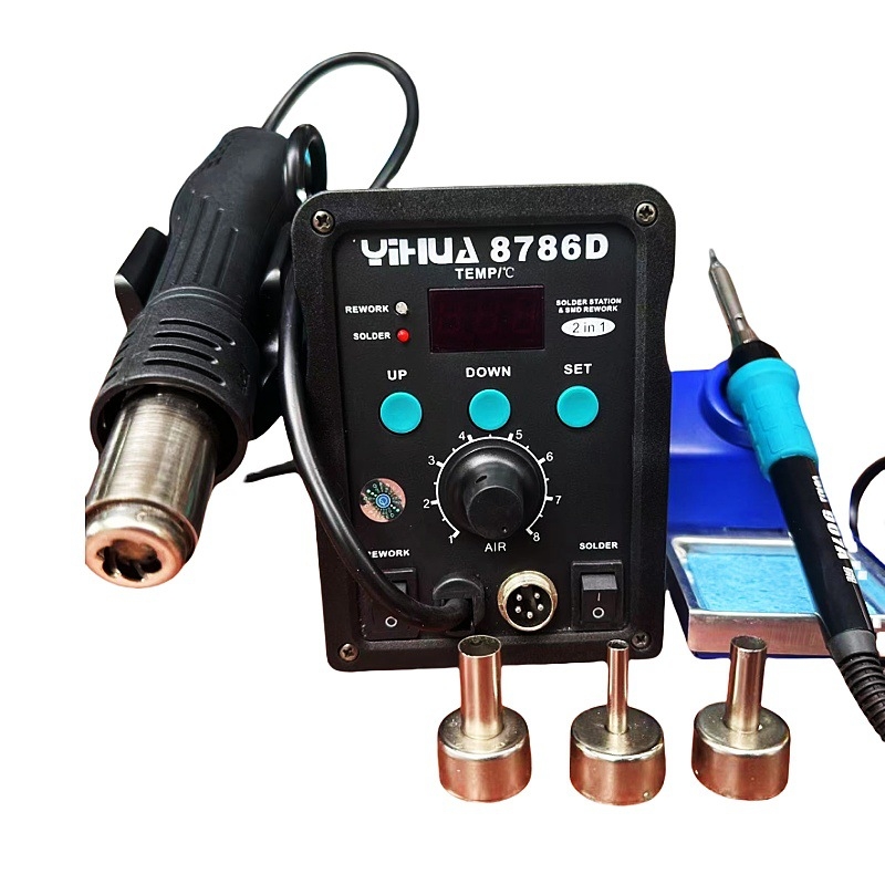 Stație de rework cu aer cald Yihua YH850 cu fier de lipit electrostatic YH936, reglare temperatură 937, temperatură constantă 939D, pompă electrică de desoldering 948