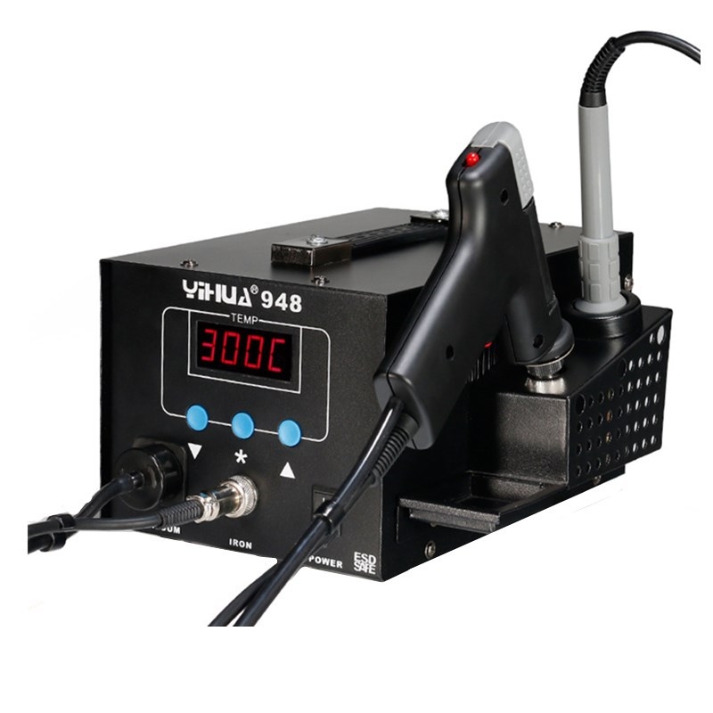 Stație de rework cu aer cald Yihua YH850 cu fier de lipit electrostatic YH936, reglare temperatură 937, temperatură constantă 939D, pompă electrică de desoldering 948