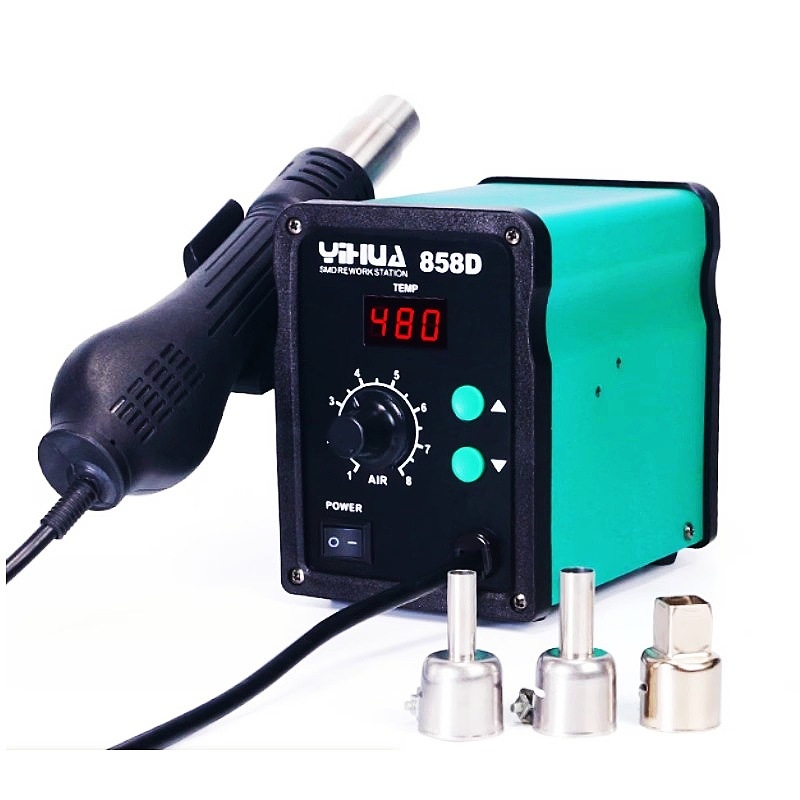 Stație de rework cu aer cald Yihua YH850 cu fier de lipit electrostatic YH936, reglare temperatură 937, temperatură constantă 939D, pompă electrică de desoldering 948