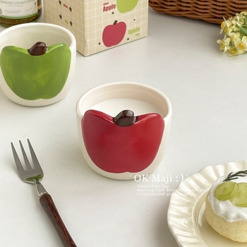 Căniță de mic dejun cu design drăguț de măr, cană ceramică pentru cafea cu culoare sub glazură