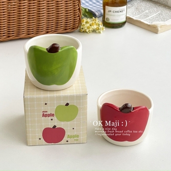 Căniță de mic dejun cu design drăguț de măr, cană ceramică pentru cafea cu culoare sub glazură