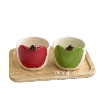 Căniță de mic dejun cu design drăguț de măr, cană ceramică pentru cafea cu culoare sub glazură