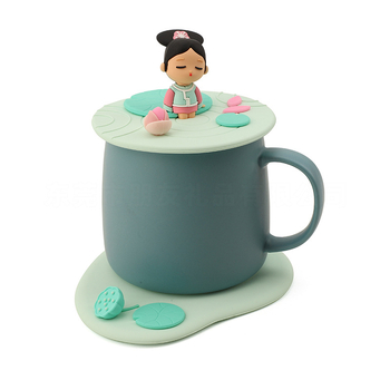 Set capac silicon cartoon pentru cești din ceramică și sticlă, cu design animat, protecție împotriva prafului, utilizare casnică