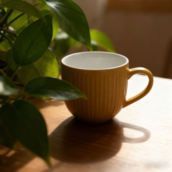 Cană ceramică cu relief sub formă de dungi verticale, în stil nordic minimalist, pentru casă și birou – cană de cafea.