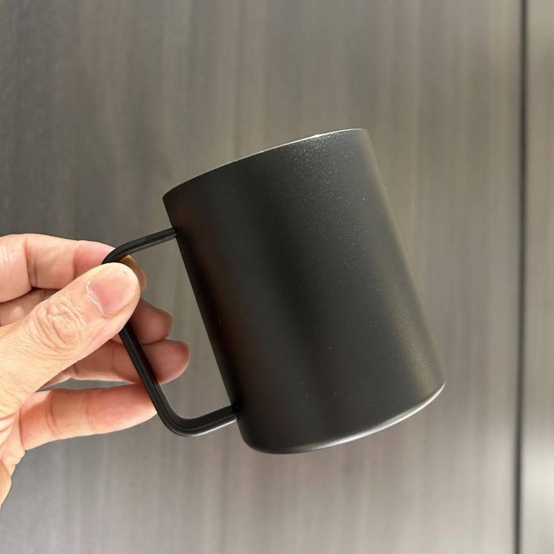 Cană portabilă cu mâner pătrat, pereți dubli din oțel inoxidabil 304, pentru cafea și bere, birou