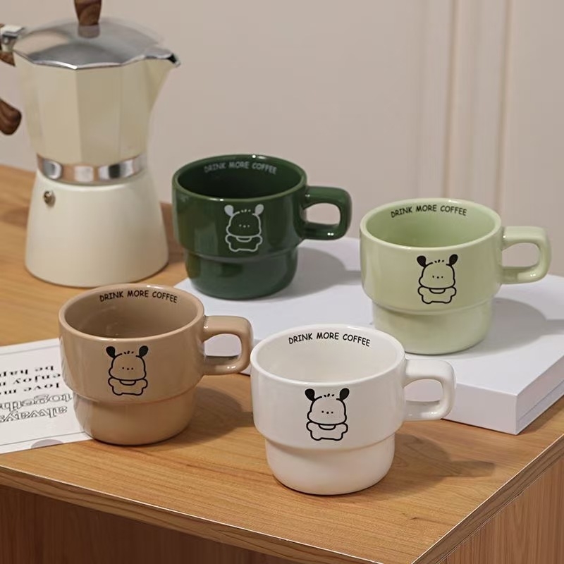 Cană ceramică de stivuire, design drăguț, cană pentru mic dejun și cafea