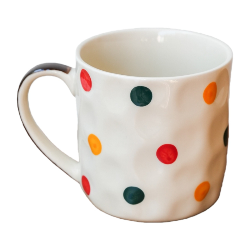 Cană ceramică pictată manual cu buline pentru uz casnic, cană de cafea pentru cupluri