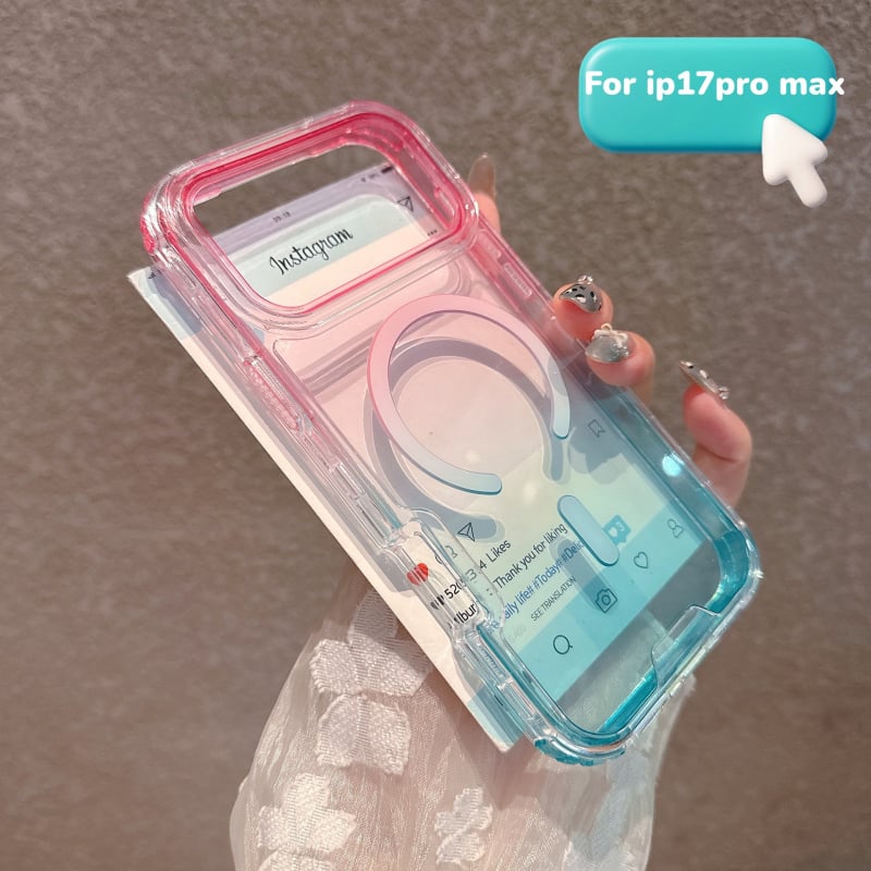 3-u-1 kućište za iPhone 17 Pro Max s dvostrukim gradijentom boja i prozirnim magnetskim stražnjim dijelom