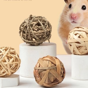 Hamster i činčila – grickalica od trave, ručno pletene gnijezdo od trave, tkana igračka za hranjenje s mrkvom i vodnim biljkama