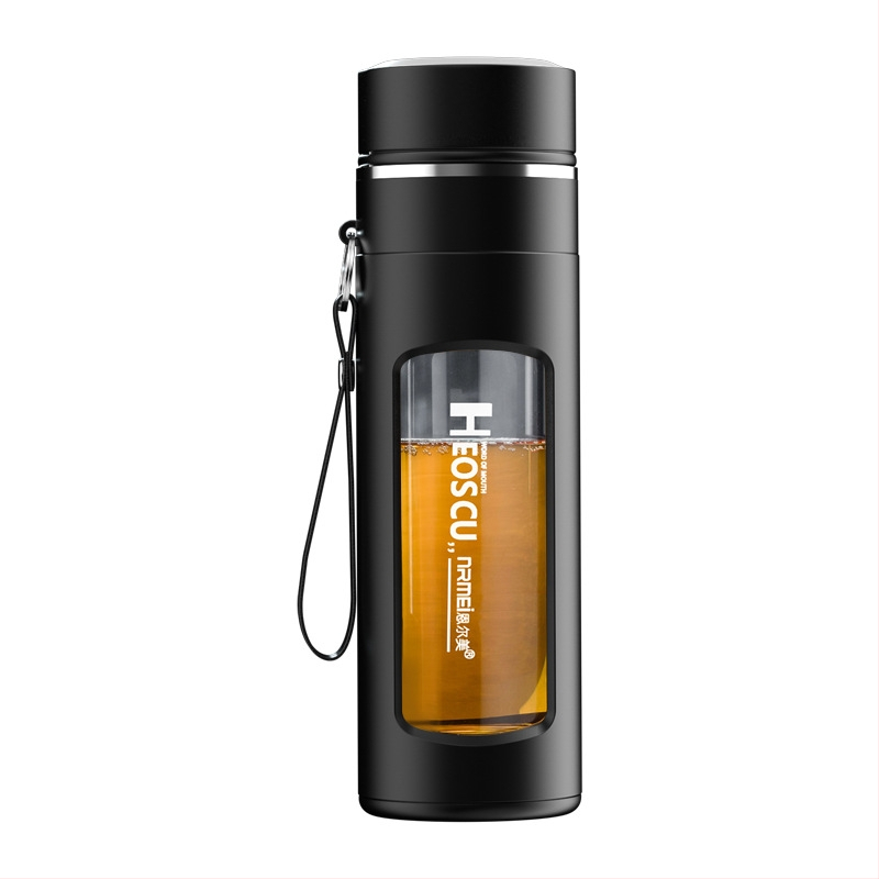 Pahar din sticlă borosilicată pentru bărbați, cu separare ceai-apă, rezistent la temperaturi înalte, pentru birou