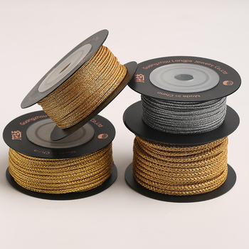 Șnur auriu cu opt fire, țesut din mătase, 1,5–3,0 mm, poliester