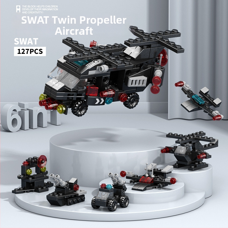 Lele Brothers kompatibilné stavebné bloky - vojenský dinosaurus mecha zostavenie, vzdelávacia hračka, 100–200 dielov, ABS plast, farebné balenie, pre deti 7–14 rokov