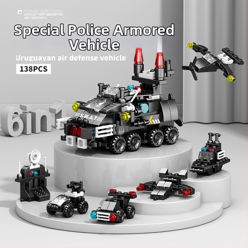Lele Brothers kompatibilné stavebné bloky - vojenský dinosaurus mecha zostavenie, vzdelávacia hračka, 100–200 dielov, ABS plast, farebné balenie, pre deti 7–14 rokov