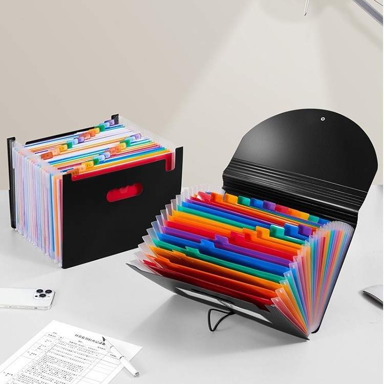 Mapă A4 din PP, acordeon cu 25 compartimente, organizator de documente