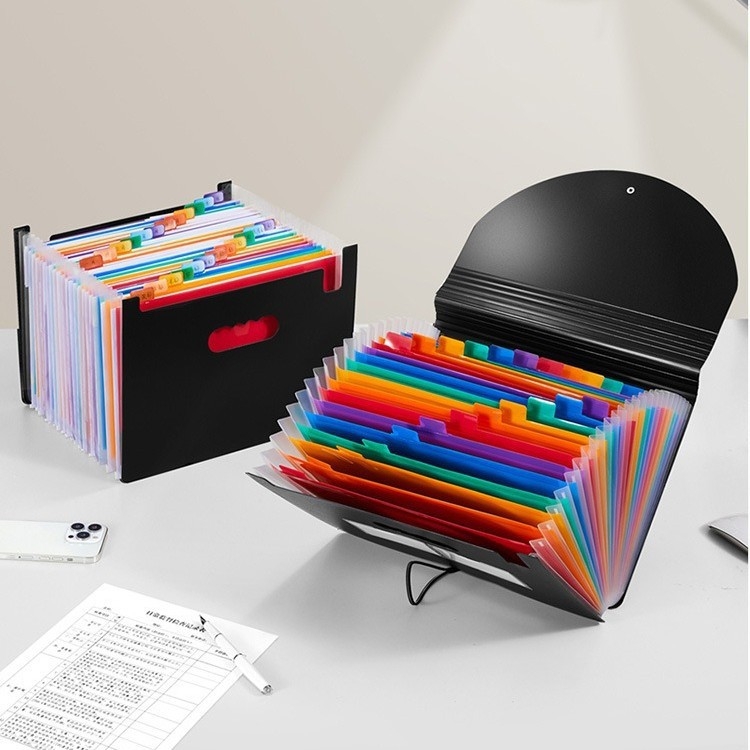 Mapă A4 din PP, acordeon cu 25 compartimente, organizator de documente