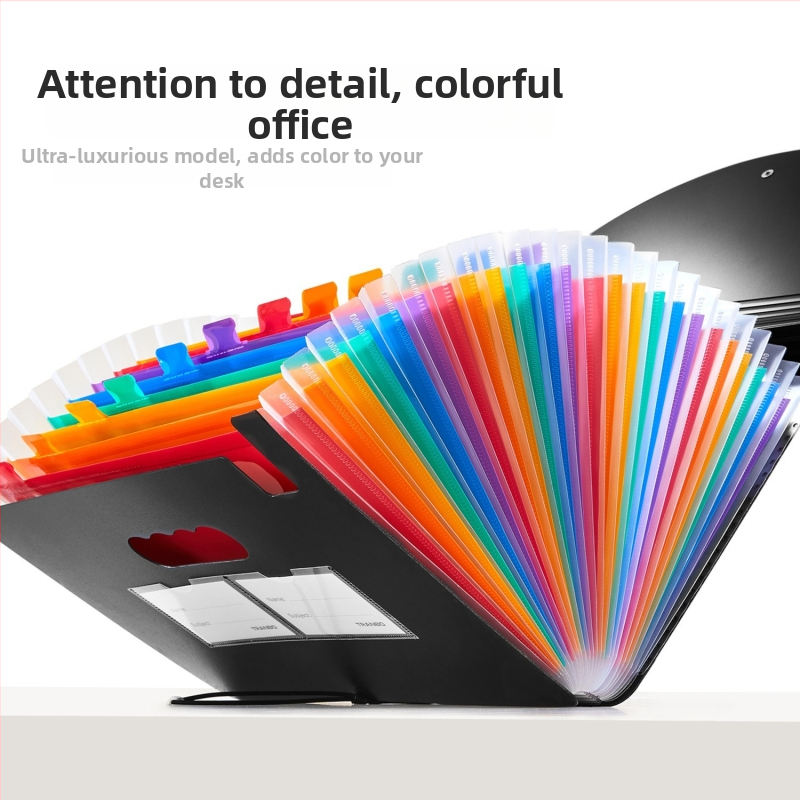 Mapă A4 din PP, acordeon cu 25 compartimente, organizator de documente