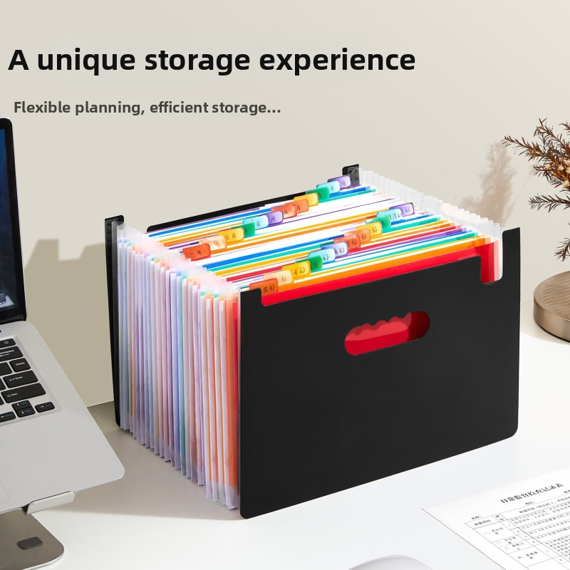 Mapă A4 din PP, acordeon cu 25 compartimente, organizator de documente