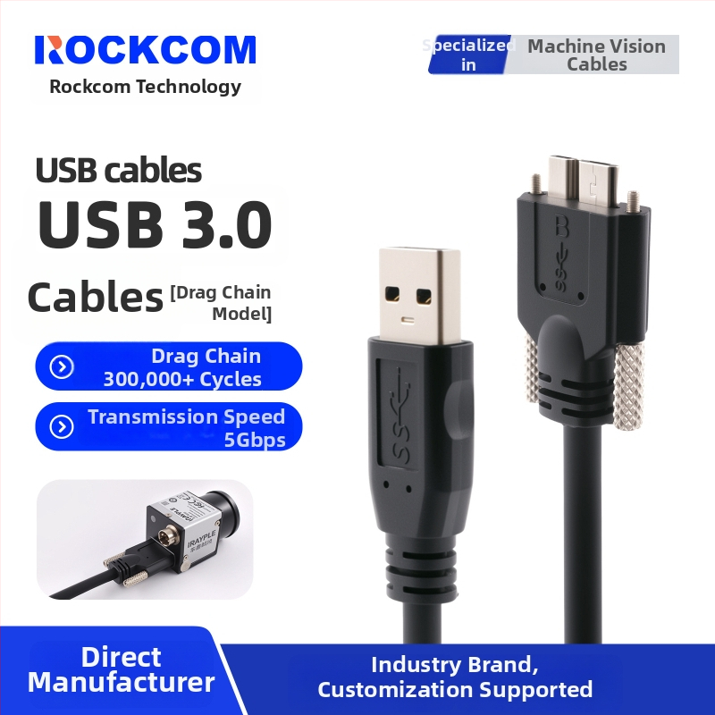 USB 3.0 kábel A samec na Micro-B so skrutkami pre priemyselné kamery Hikvision, Huarui, Daheng