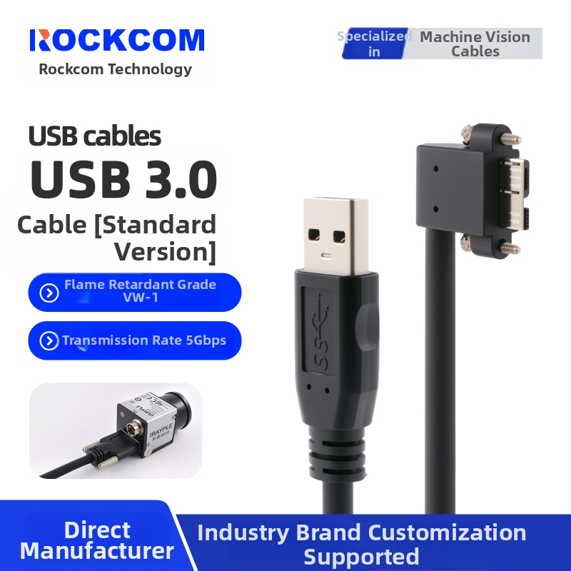 USB 3.0 kábel A samec na Micro-B so skrutkami pre priemyselné kamery Hikvision, Huarui, Daheng