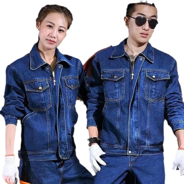 Muški denim radni komplet za jesen-zimu, debeli zaštitni sloj protiv opeklina i otporan na zavarivanje