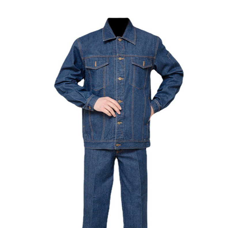 Denim radna odjeća za proljeće-jesen s reflektirajućim trakama, izdržljiva i otporno na mrlje.