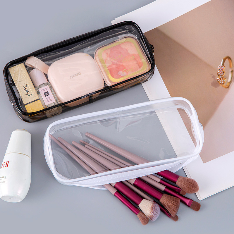 Penar transparent minimalist în stil japonez, cu capacitate mare, pentru elevi de gimnaziu și primar, din PVC și geantă de machiaj
