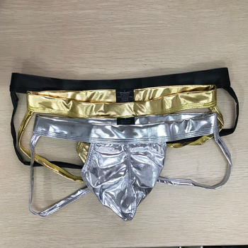 Muške seksi gaćice od lažne kože, dvostruki tanga dizajn