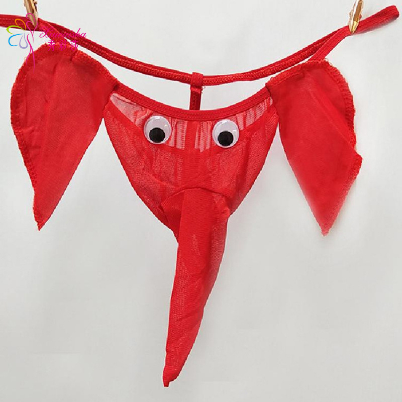 Seksi muški donji veš set – dizajn slonova nosa, T-gaćice i G-string, prozirno