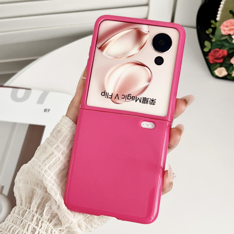 Husă cu oglindă în culori candy pentru Honor Magic V Flip 2, cadru metalic integrat, pliabilă, protecție antișoc, stil Insta