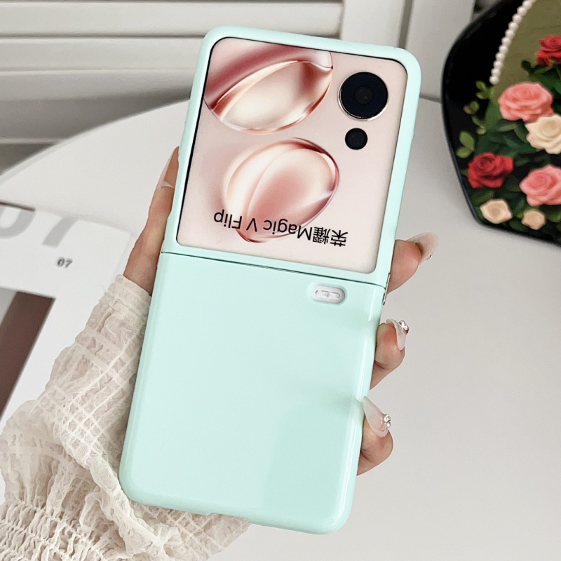 Husă cu oglindă în culori candy pentru Honor Magic V Flip 2, cadru metalic integrat, pliabilă, protecție antișoc, stil Insta