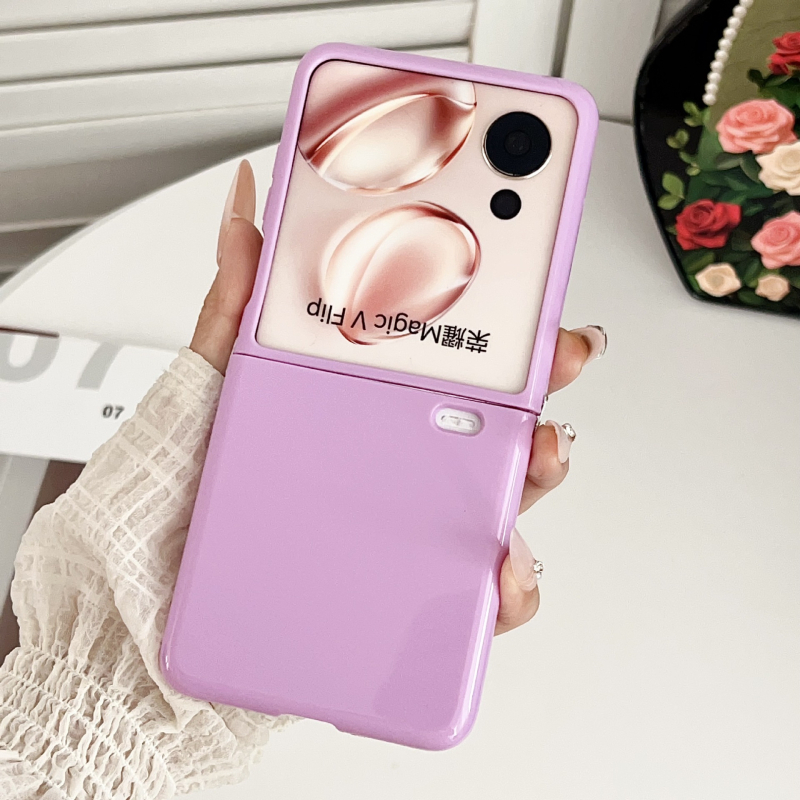 Husă cu oglindă în culori candy pentru Honor Magic V Flip 2, cadru metalic integrat, pliabilă, protecție antișoc, stil Insta