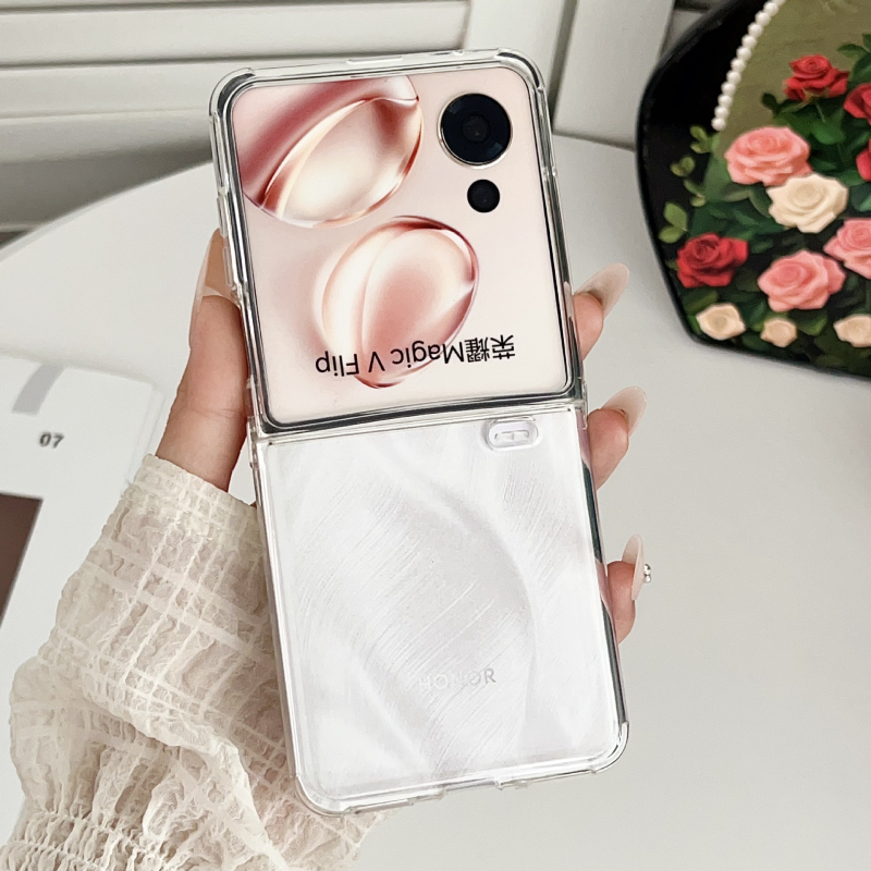 Husă cu oglindă în culori candy pentru Honor Magic V Flip 2, cadru metalic integrat, pliabilă, protecție antișoc, stil Insta