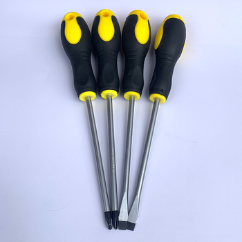 Șurubelniță magnetică cu mâner din cauciuc antiderapant, vârf plat și Philips, din oțel 45#