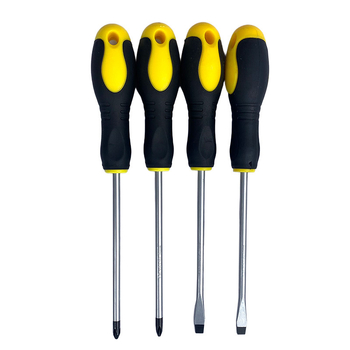 Șurubelniță magnetică cu mâner din cauciuc antiderapant, vârf plat și Philips, din oțel 45#