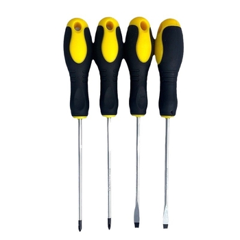 Șurubelniță magnetică cu mâner din cauciuc antiderapant, vârf plat și Philips, din oțel 45#