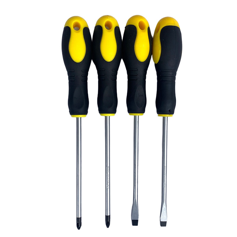 Șurubelniță magnetică cu mâner din cauciuc antiderapant, vârf plat și Philips, din oțel 45#