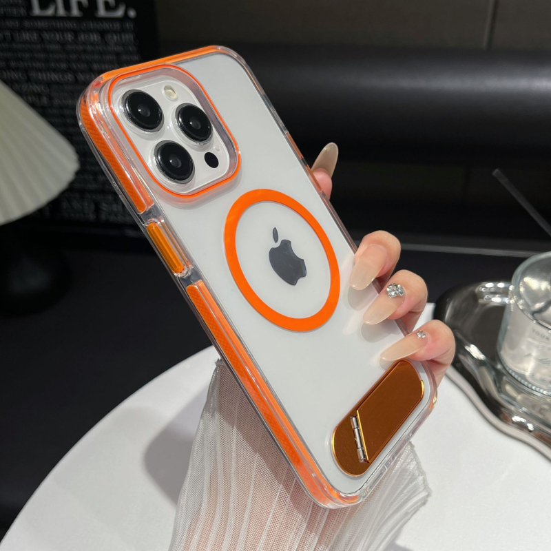 Prozirni iPhone kućište s držačem i magnetskim punjenjem, potpuno pokriveno, TPU+PC