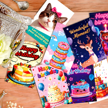 Set de 10 felicitări de ziua de naștere pentru decor de perete și mesaje pentru cadouri