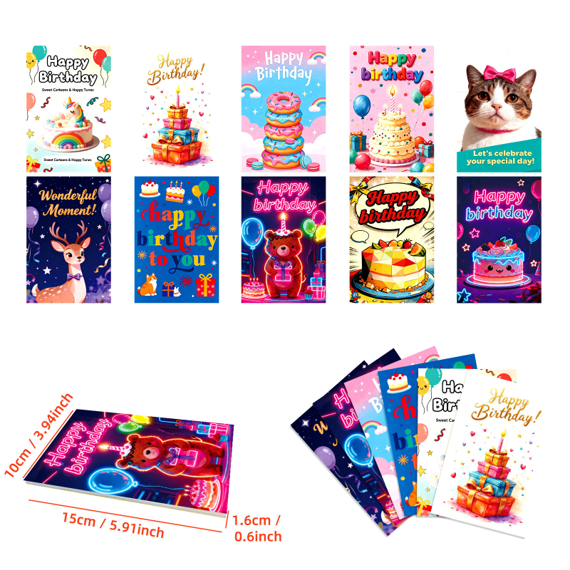 Set de 10 felicitări de ziua de naștere pentru decor de perete și mesaje pentru cadouri