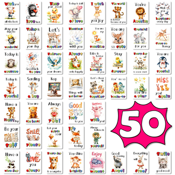 50 de felicitări cu animale, ilustrații drăguțe – carduri de încurajare